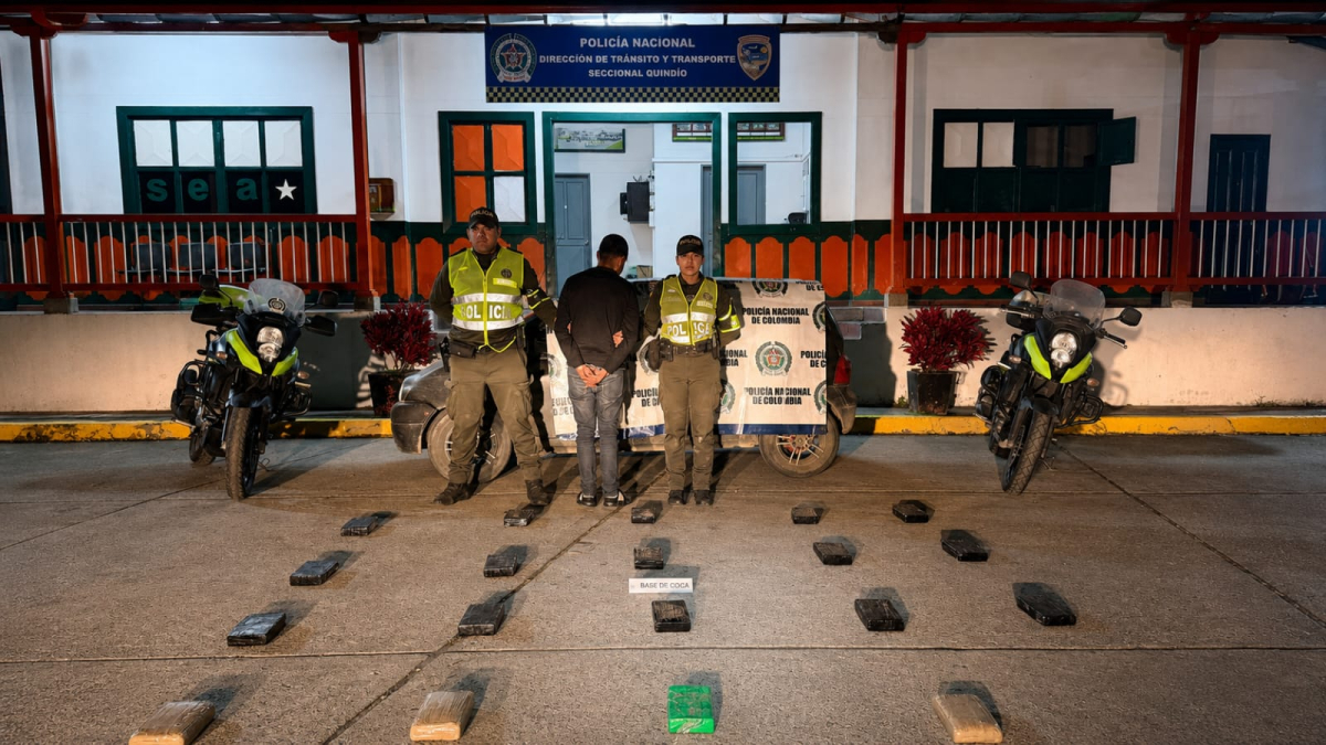 Capturado con 16 kilos de base de coca en vía hacia Ibagué