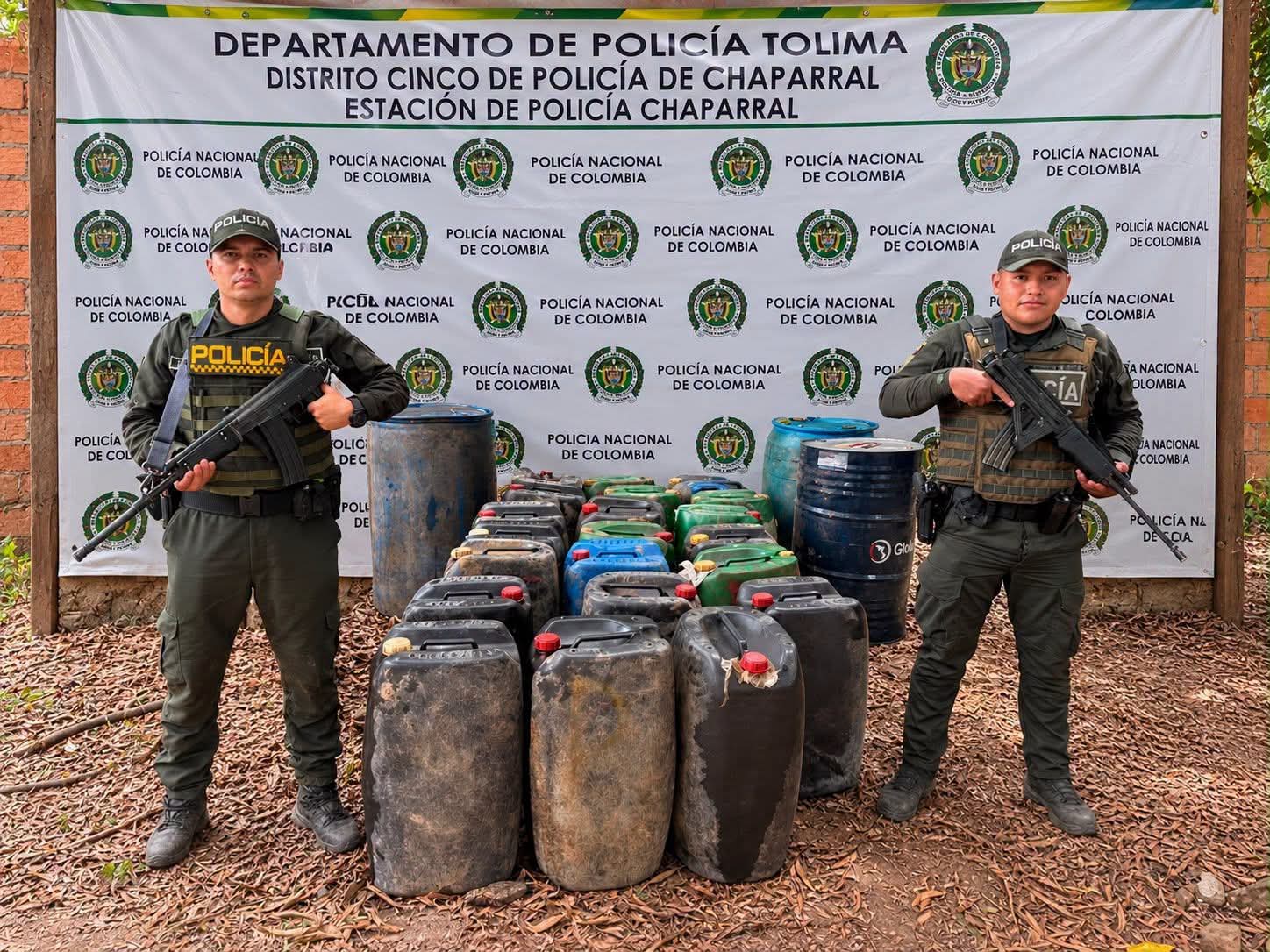 Contundente golpe ambiental en Chaparral con la incautación de 340 galones de ACPM